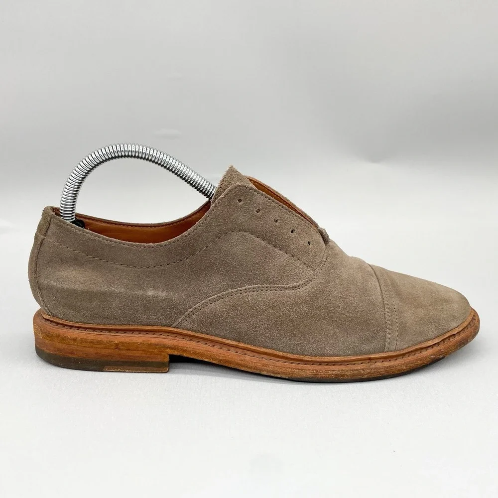 Frye Mens 7D Paul Bal‎ Cap Toe Oxfords Shoes Gray Suede Casual Slip On Loafer